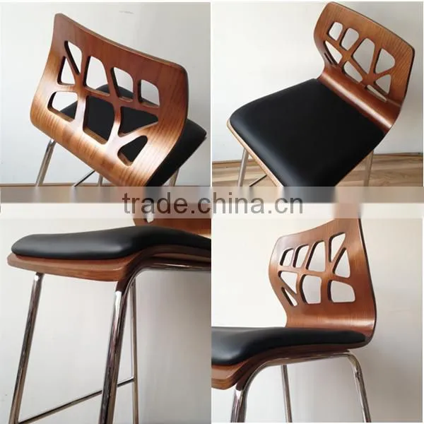 New Commercial Furniture General Use Bar Stool High Chair with Black PU Leather Upholstery
