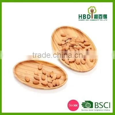 Eco-friendly oval shape bamboo candy tray bamboo nut tray