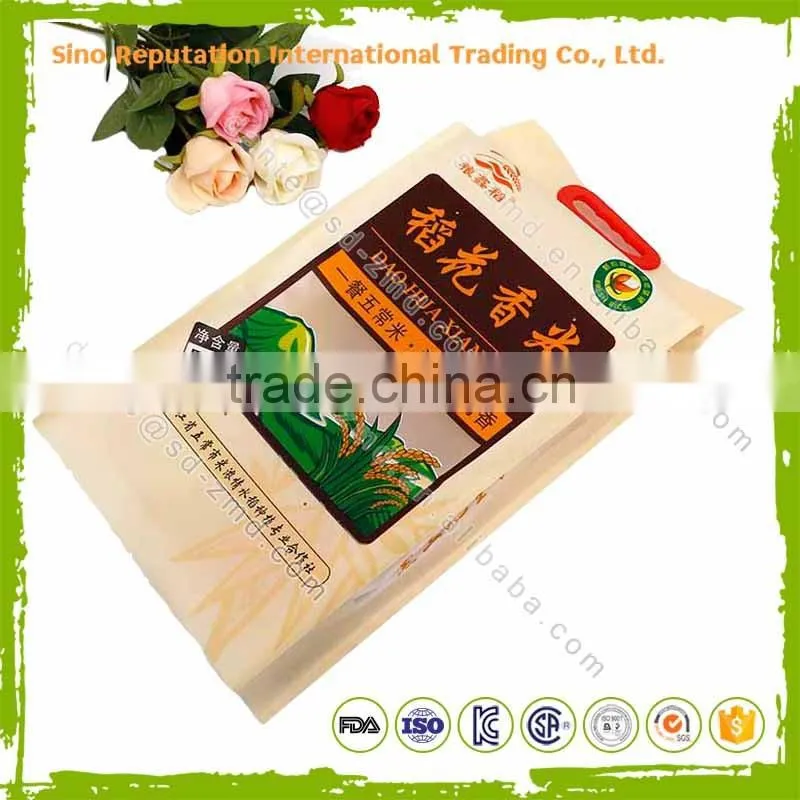 Customized 10kg non woven plastic packaging bags for rice with hand length handle