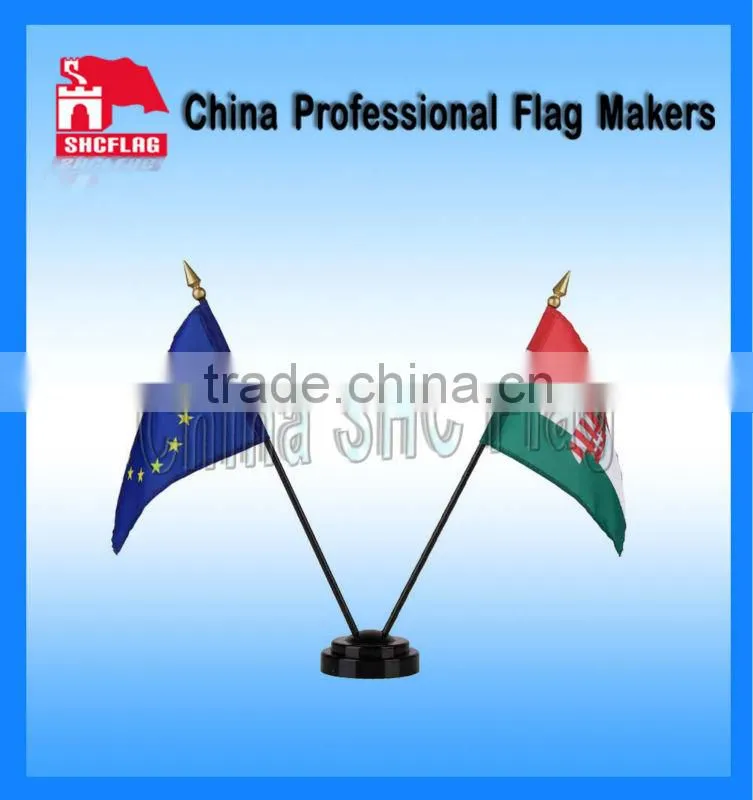 Factory Sale Polyester Wooden Flag Pole And Stand Table Flag