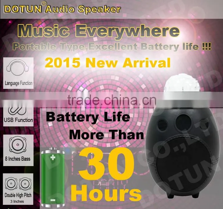 15 inch professional wireless microphone active portable trolley speaker