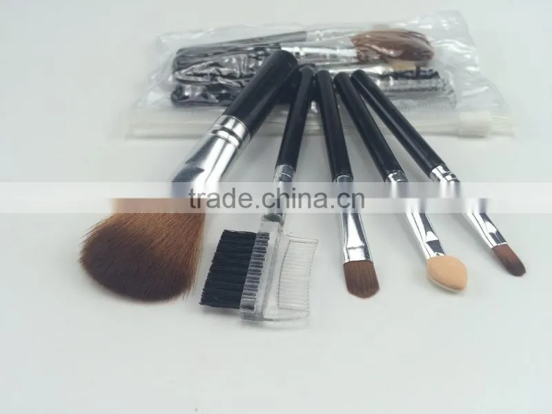 2015 simple black 5pcs wooden handle personalized makeup brush set
