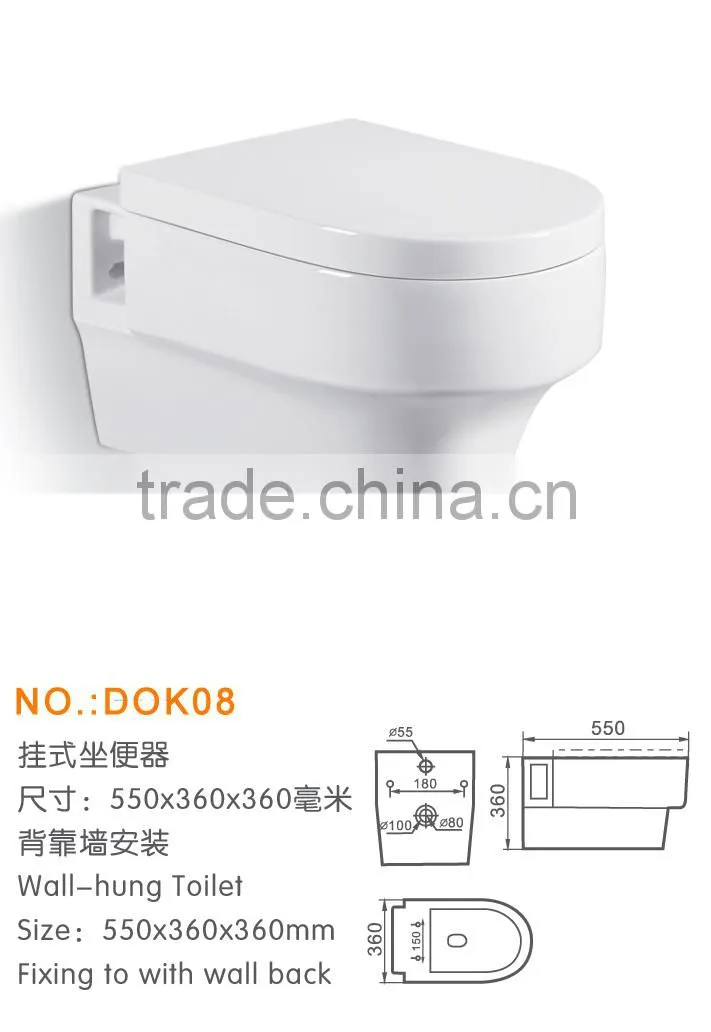 European popular design ceramic wall hung toilet