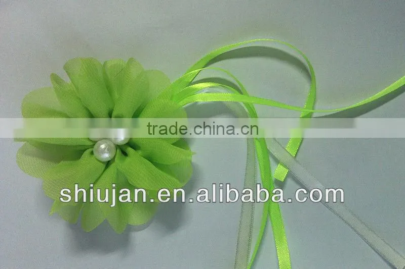 chiffon flower with beads and pearl/artificial flower corsage