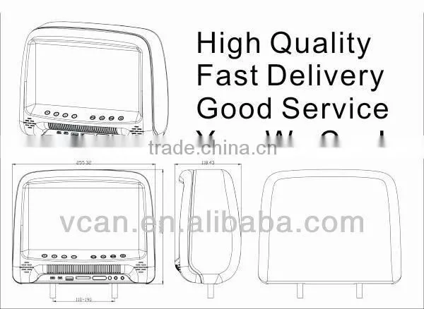 800X480 resolution 9" monitor with digital android 4.0 touch screen car headrest