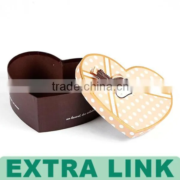 China supplier custom flat pack cardboard heart shape box with ribbon tie