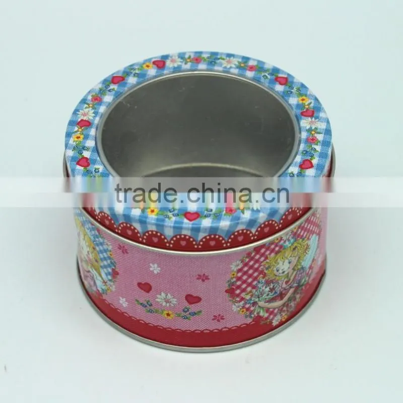 China wholesale fashion round shape PVC window lid Christmas gift tin box wholesale