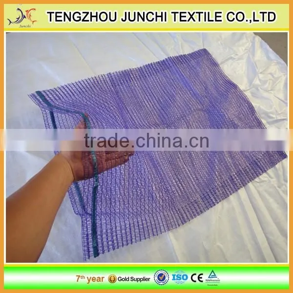 high-strength orange plastic pp leno drawstring mesh bag
