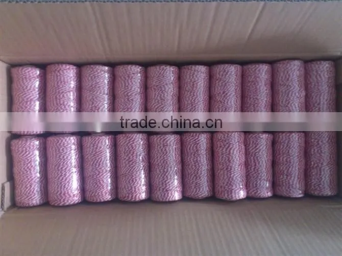 red and white striped color cotton twine for chrismas day gift packing 1.5mm baker's twine