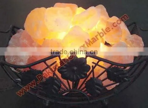 WholeSale 2017 New Design WROUGHT IRON SALT LAMPS WITH SALT CHUNKS