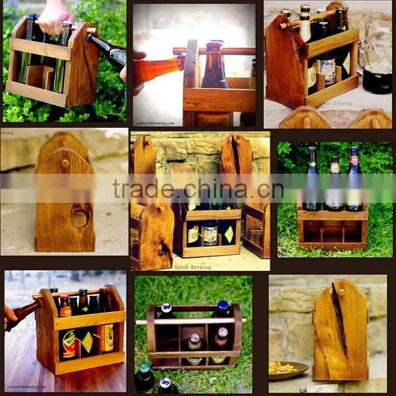 wooden rolling beer carrier
