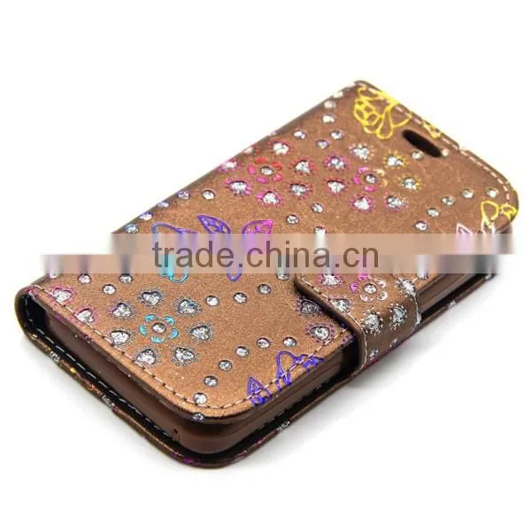 Peacock pattern PU leather case cheap phone case flip leather holster for Wiko Goa