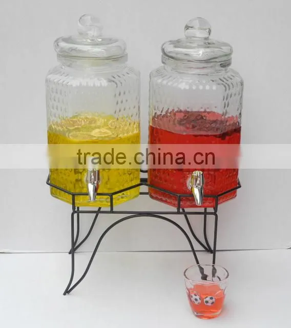 double glass kilner jar waterlight beverage dispenser jar with faucet stand
