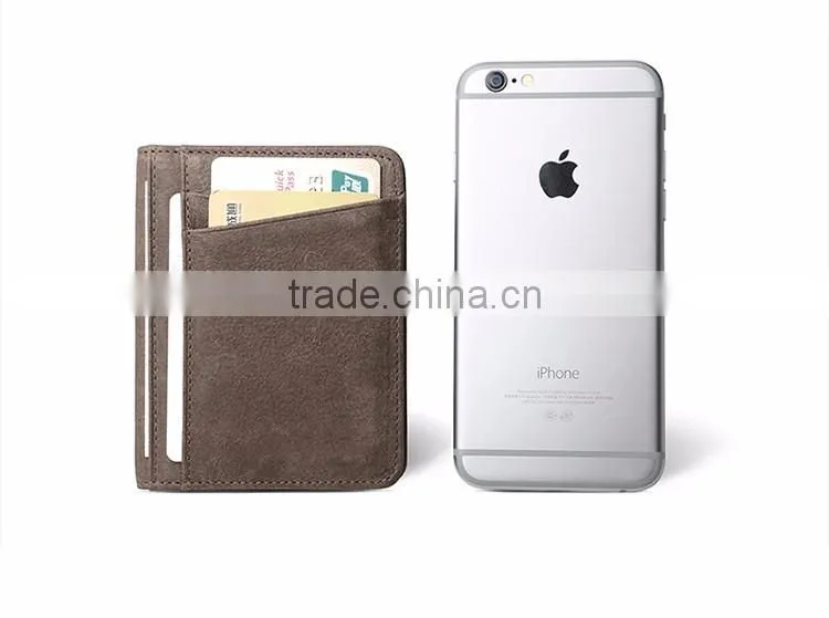 Bifold Leather ID Card Holder, Real Cow Leather RFID Blocking ID Card Holder