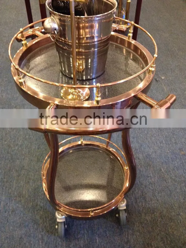 Elegant and smart stainelss steel liquor cart food serving trolley for hotel C-46