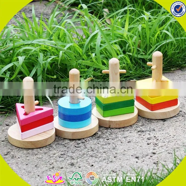 wholesale colorful wooden sort and stack toy intelligence wooden sort and stack toy W11C001