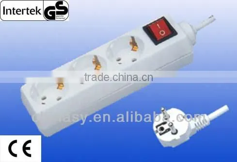 CE GS Germany 3-way electric extension sockets/power strip with switch