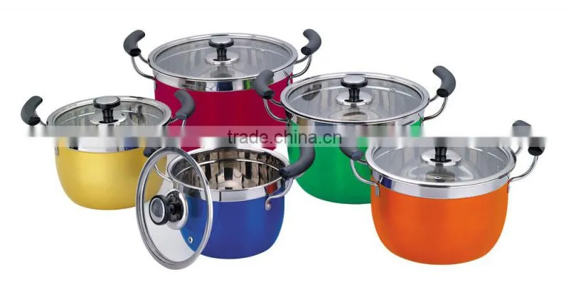 24cm stainless steel colorful high multi storage pot