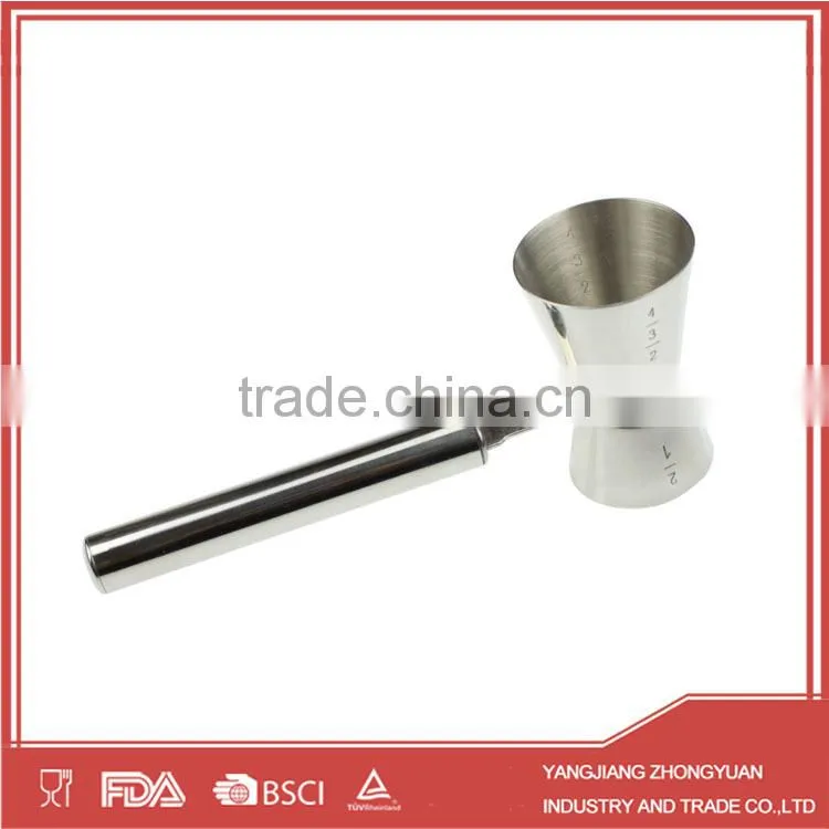 ZY-F1023 stainless steel double jigger with handle double cups measuring tool