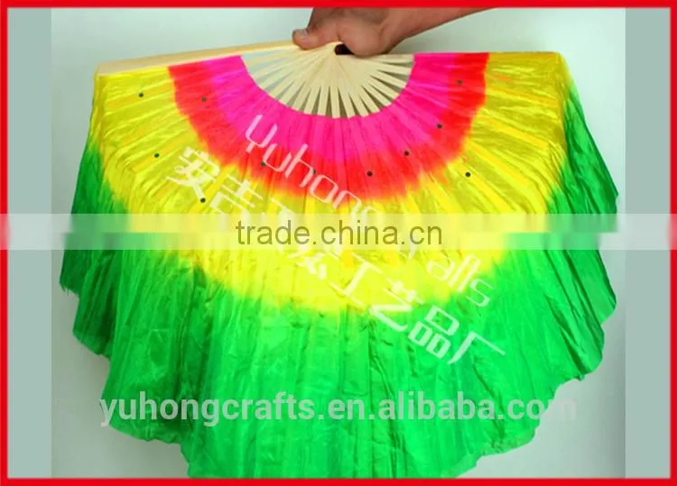 Beautiful Chinese silk belly fan with 3 colors
