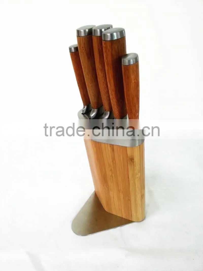 2015 new product 6pcs bamboo handle knife set