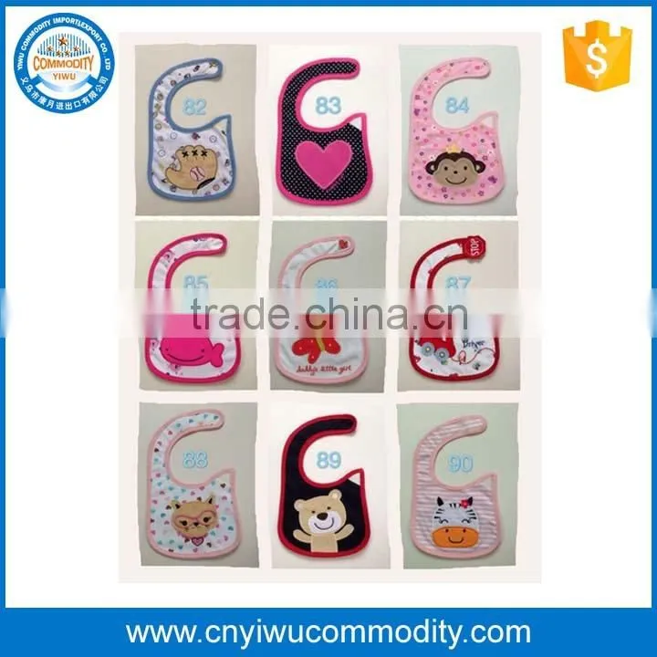 New embroidery cute baby bibs animals cotton baby bandana bibs