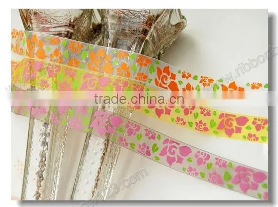 printed organza ribbon fabric painting flowers