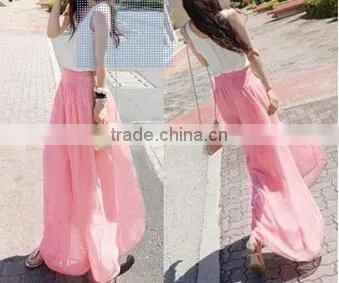 western stylish women's loose chiffon wide leg pants Long trousers