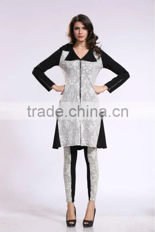 2014 New Arrival Women Hit Color Stitching Zipper Suit Designer Blazers