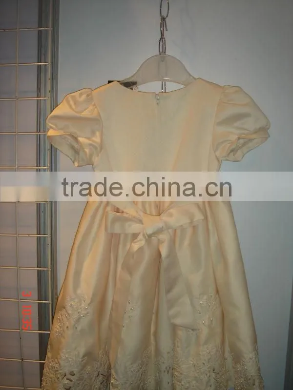 casual baby girl dresses cream short sleeve long girl dress