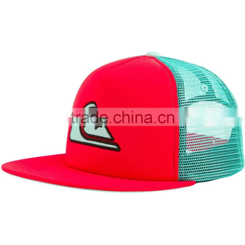 5 Panel Flat Brim Foam Embroidery Custom Mesh Snapback Hats