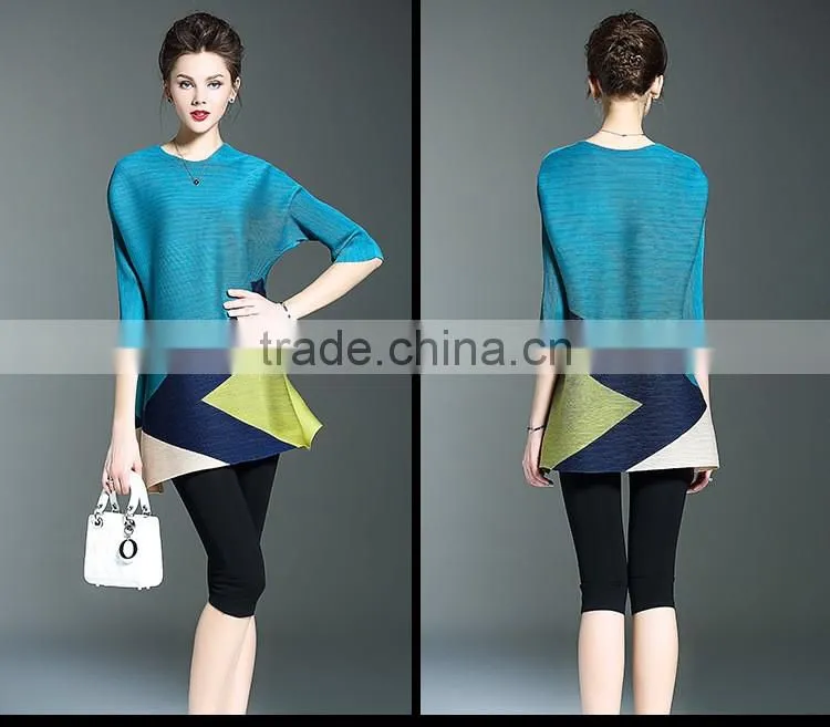 Latest new womens big yards loose contrast color fold dress