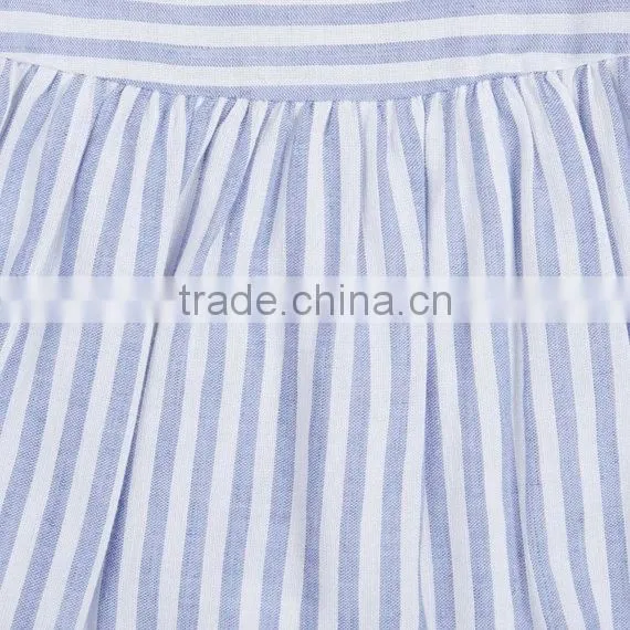 2017 wholesale manufacturer bule stripe baby girl clothes fancy 100%cotton kids summer dress