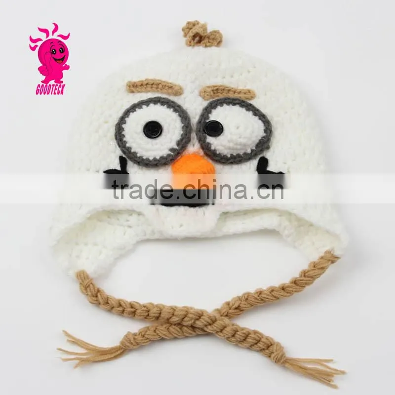 2015 hot sale Hand hook A funny face baby wool hats, Color matching hats