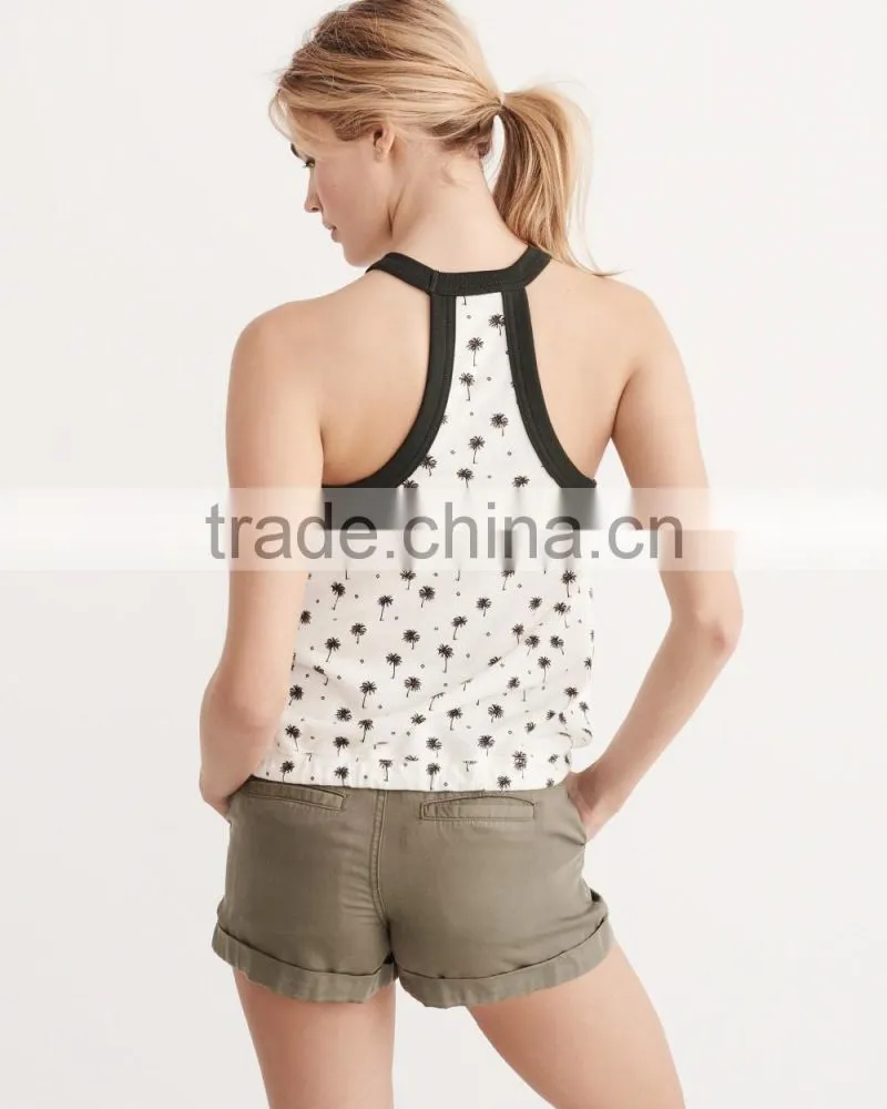 MGOO Black Binding String Tie Up T Shirt Sleeveless Custom Design Sexy Tops For Women