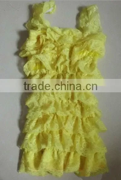 Hot Sale Yellow baby romper Ruffles Petti Rompers for Toddler Cheap Baby Lace Ruffles Rompers