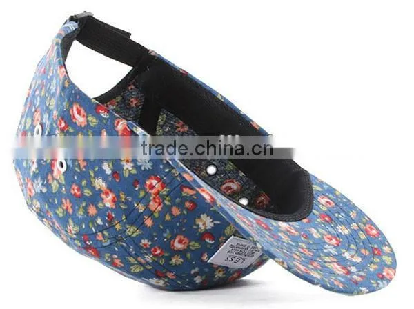 Rose floral fabric blank 5 panel caps custom your own logo