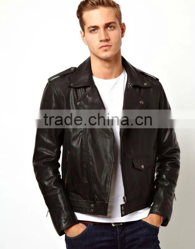 men newest shoulder epaulettes zip sleeves PU short jacket