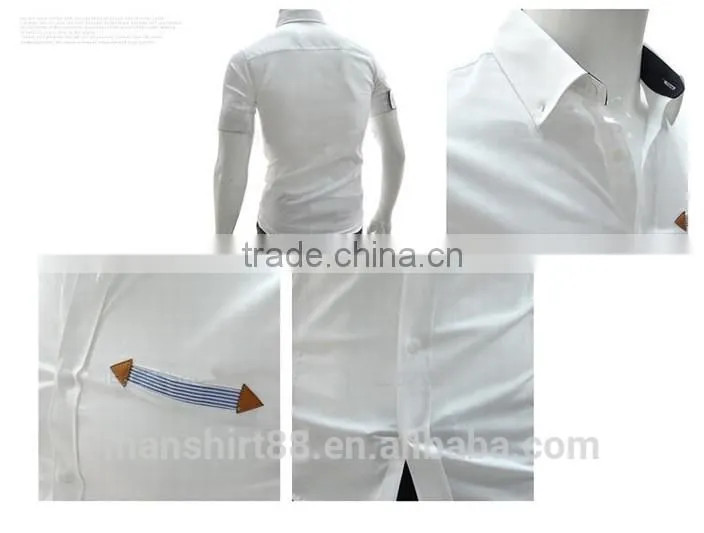 men's Slim Fit solid color short sleeve button downs casual shirt