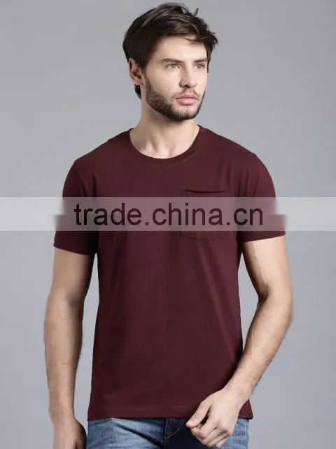 2017 Guangzhou Shandao Garment OEM Customized Casual Style 180g 100% Polyester Plain O-Neck Short Sleeve Pocket Men's T shirt