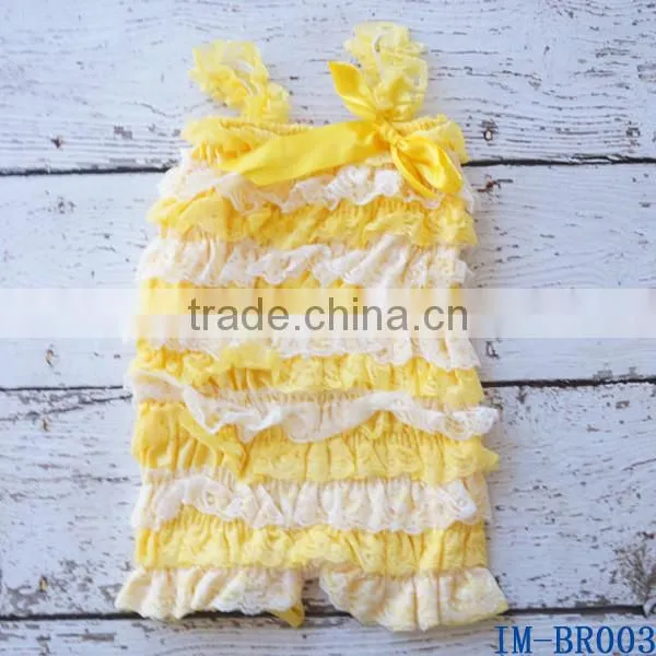 Boutique Remakes Newborn Baby Girls Pink Lace Ruffles Rompers with Bow IM-BR010