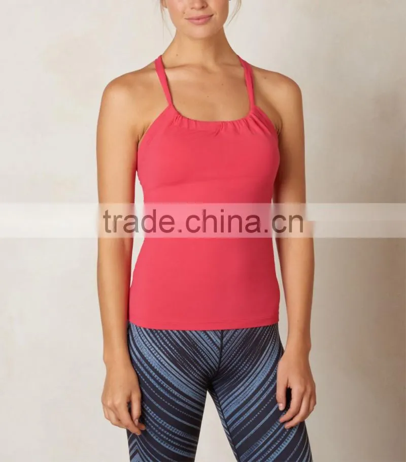 Wholesale Plain Color Racerback Yoga Cloting Women Padded Sports Top