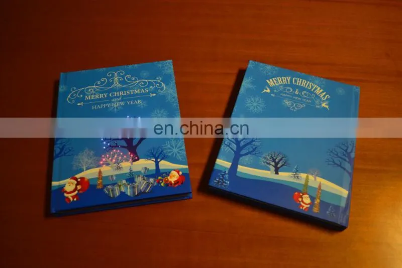 Merry Christmas hardcover Custom LED Lighting Up Diary/Notebook With Fiber Optic