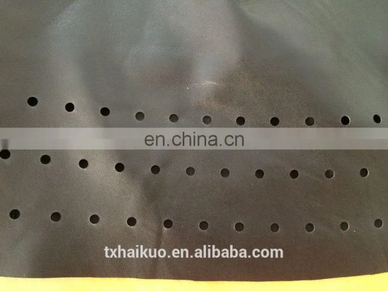Ladies' lovely leather skirt with punching and elastic waist