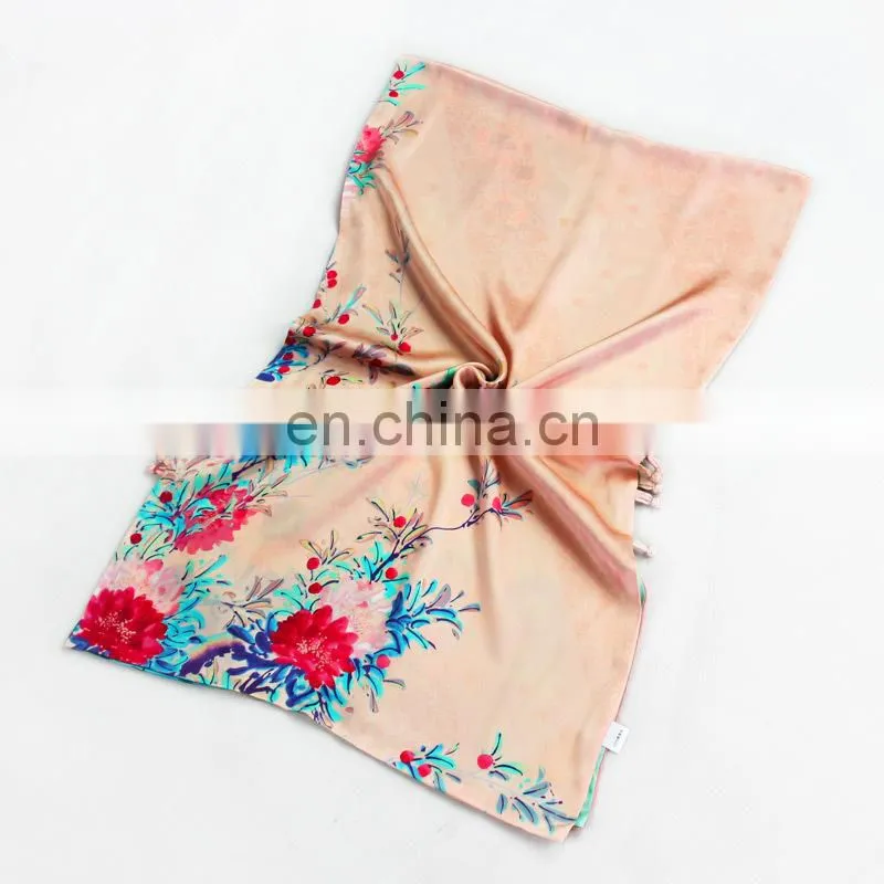 Red peony 100% pure silk women scarf