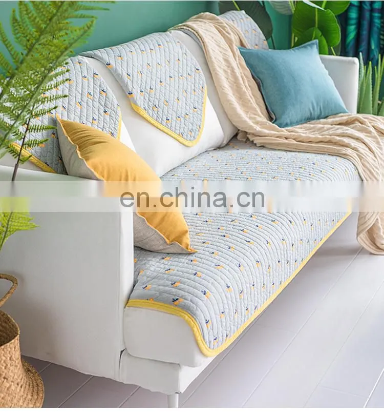 China Supplier Quilted 100%cotton stretch sofa cover protective anti-slip sofa seat cushion cover