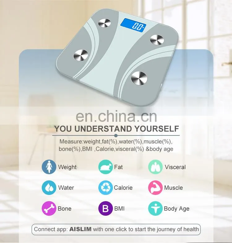 Smart API Digital Weight Bathroom 180Kg 1Byone Blue Tooth Body Fat Scale With IOS