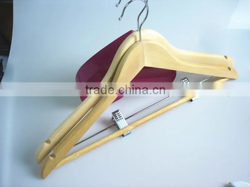 LM 100 hotel use hanger wooden hanger with clips