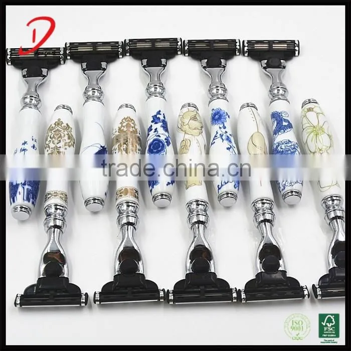 New Arrival White Ceramic Handle Triple Blade Shaving Razor for Men