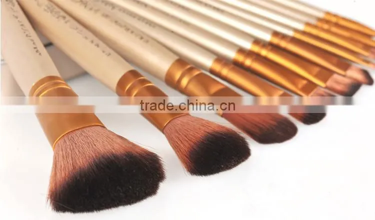 12pcsProfessional Makeup Brush set with Natural Hair,make up brush set with PU zipper bag